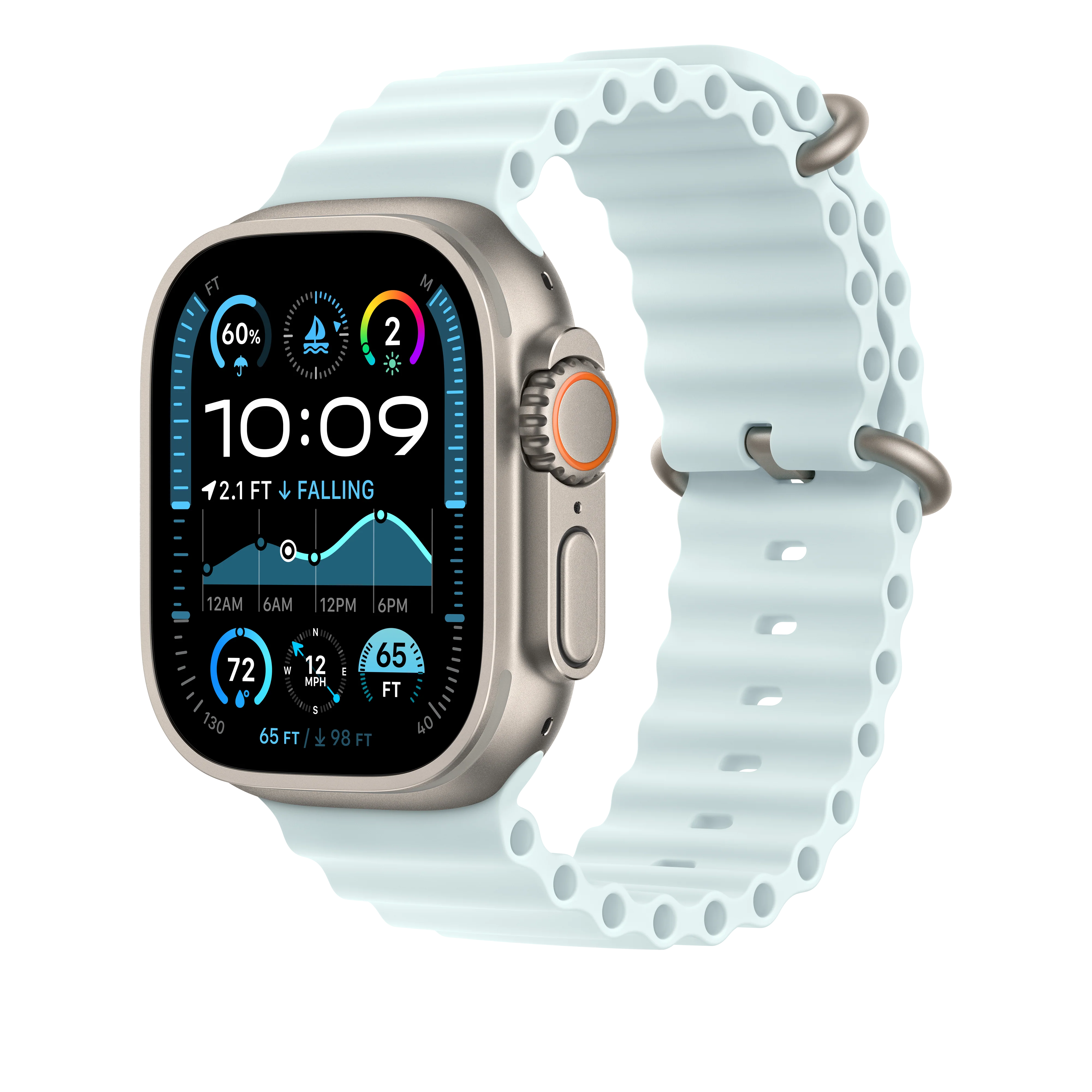49/46 mm Ice Blue Ocean Band Extension - Natural Titanium Finish - Image 2