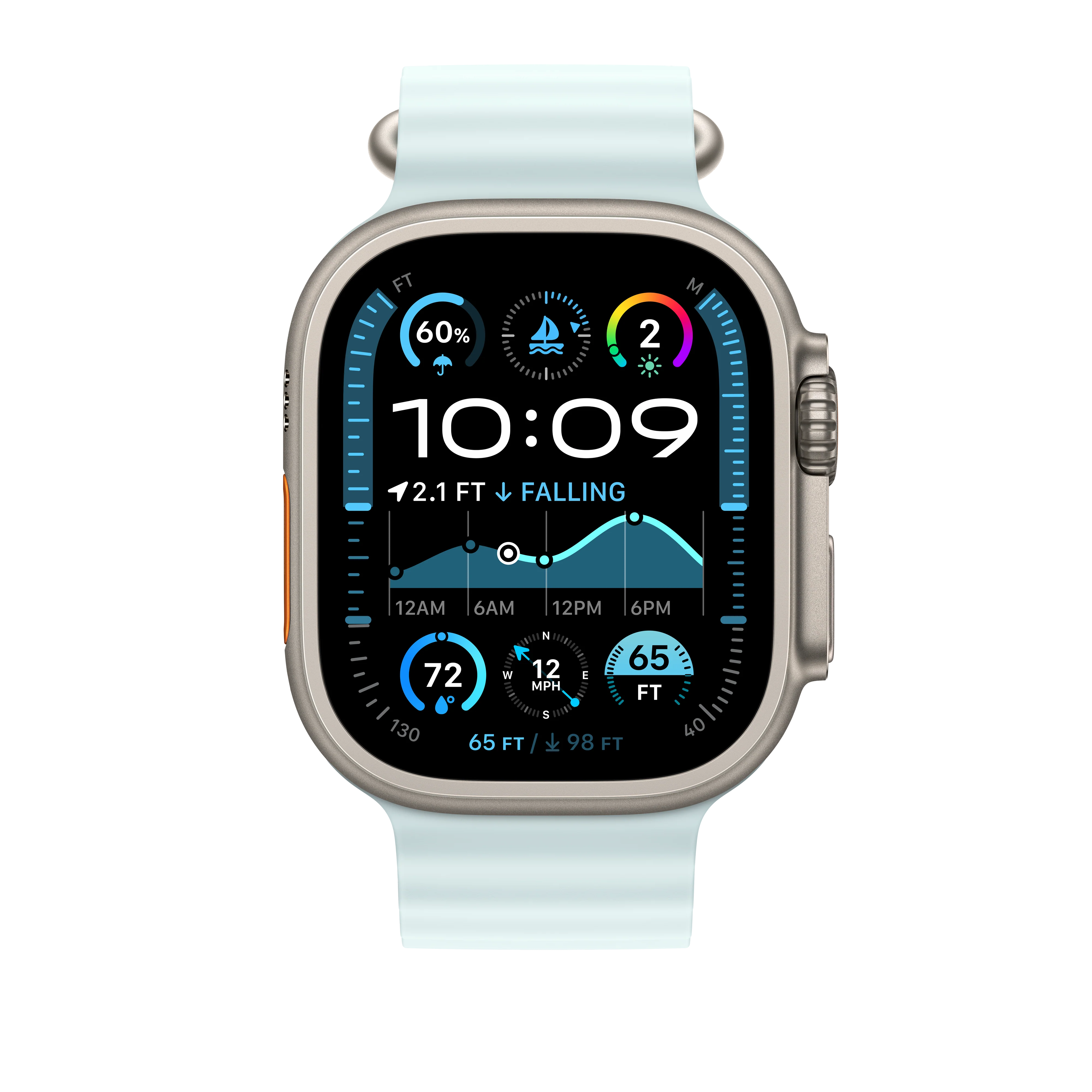 49/46 mm Ice Blue Ocean Band Extension - Natural Titanium Finish - Image 3