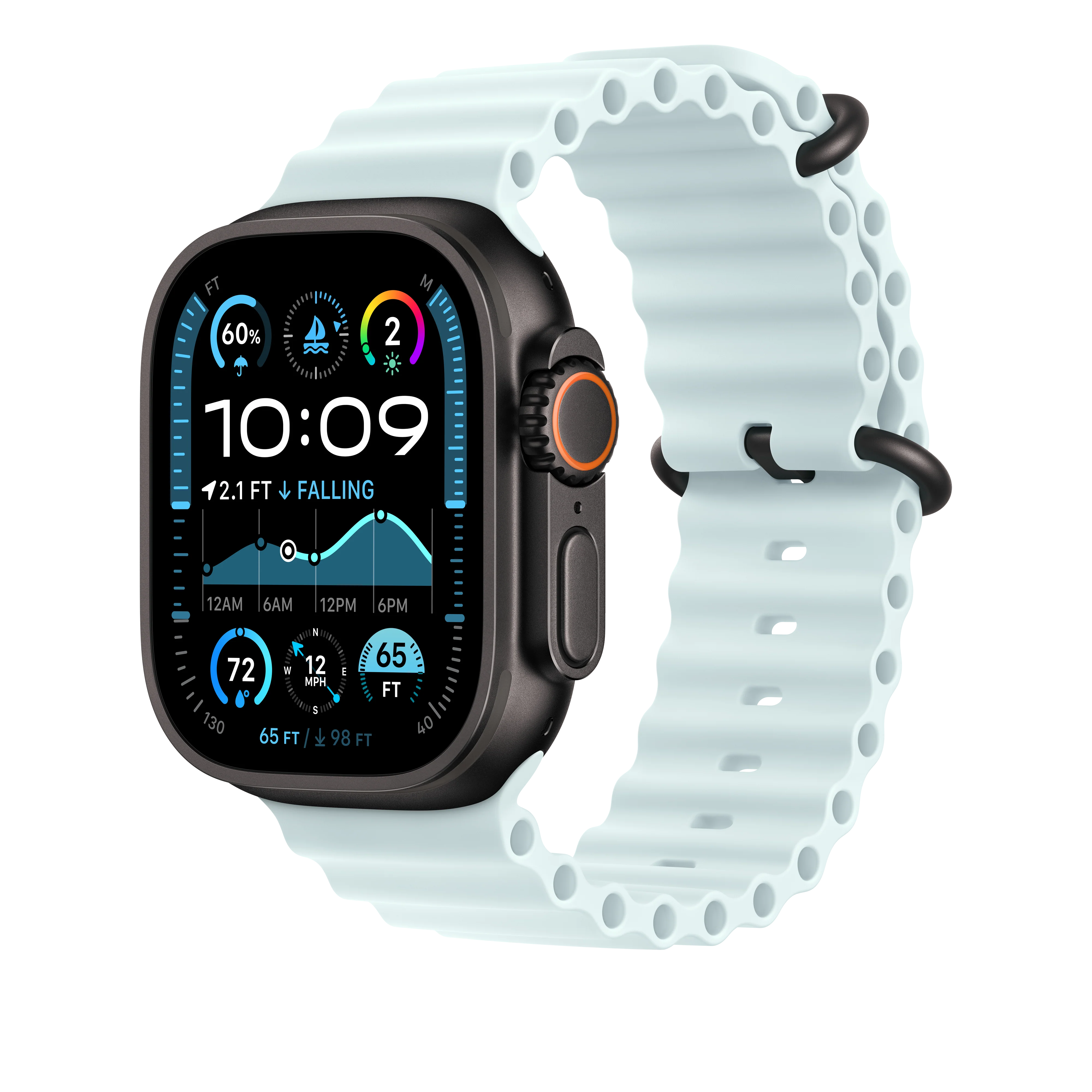 49mm Ice Blue Ocean Band - Black Titanium Finish - Image 2