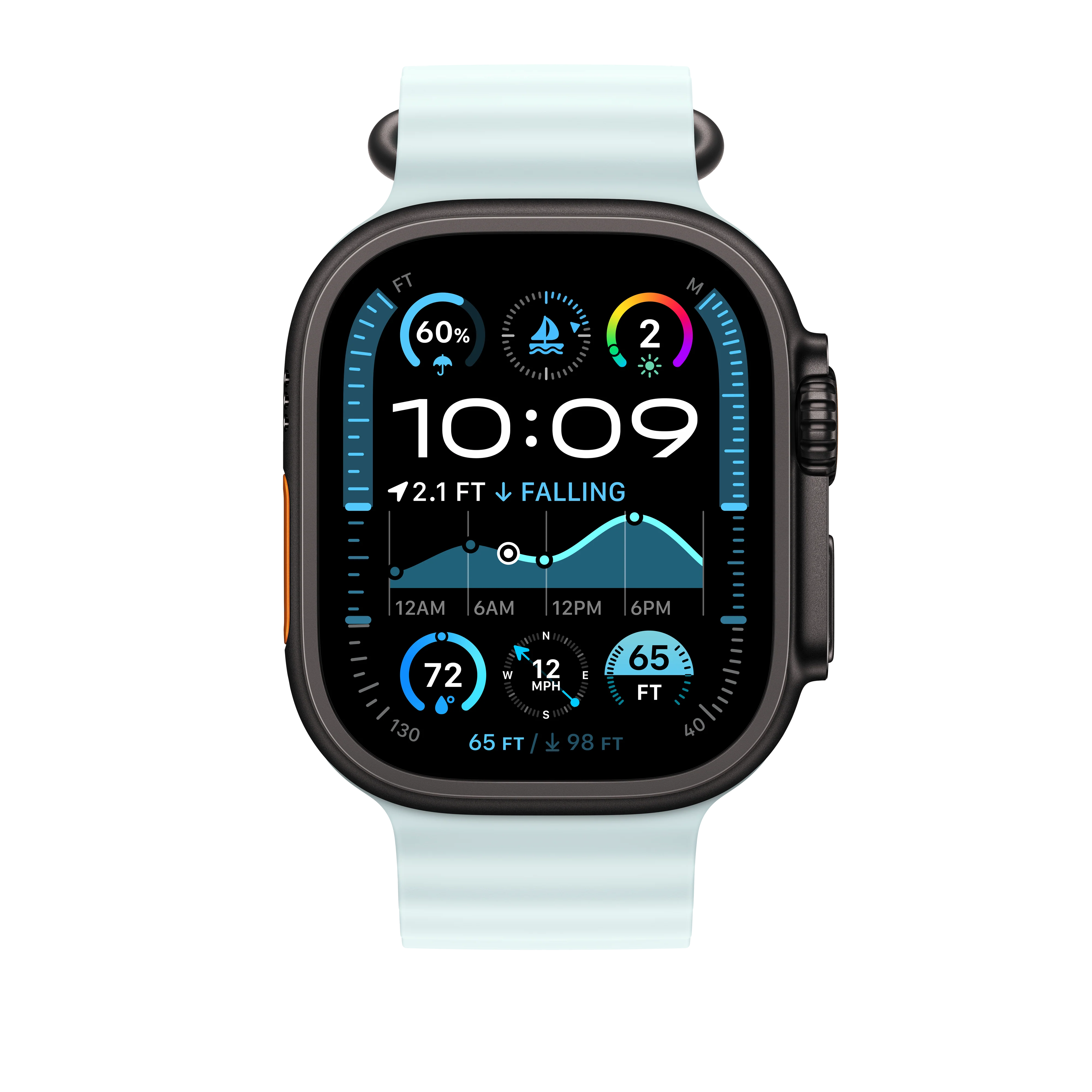 49mm Ice Blue Ocean Band - Black Titanium Finish - Image 3