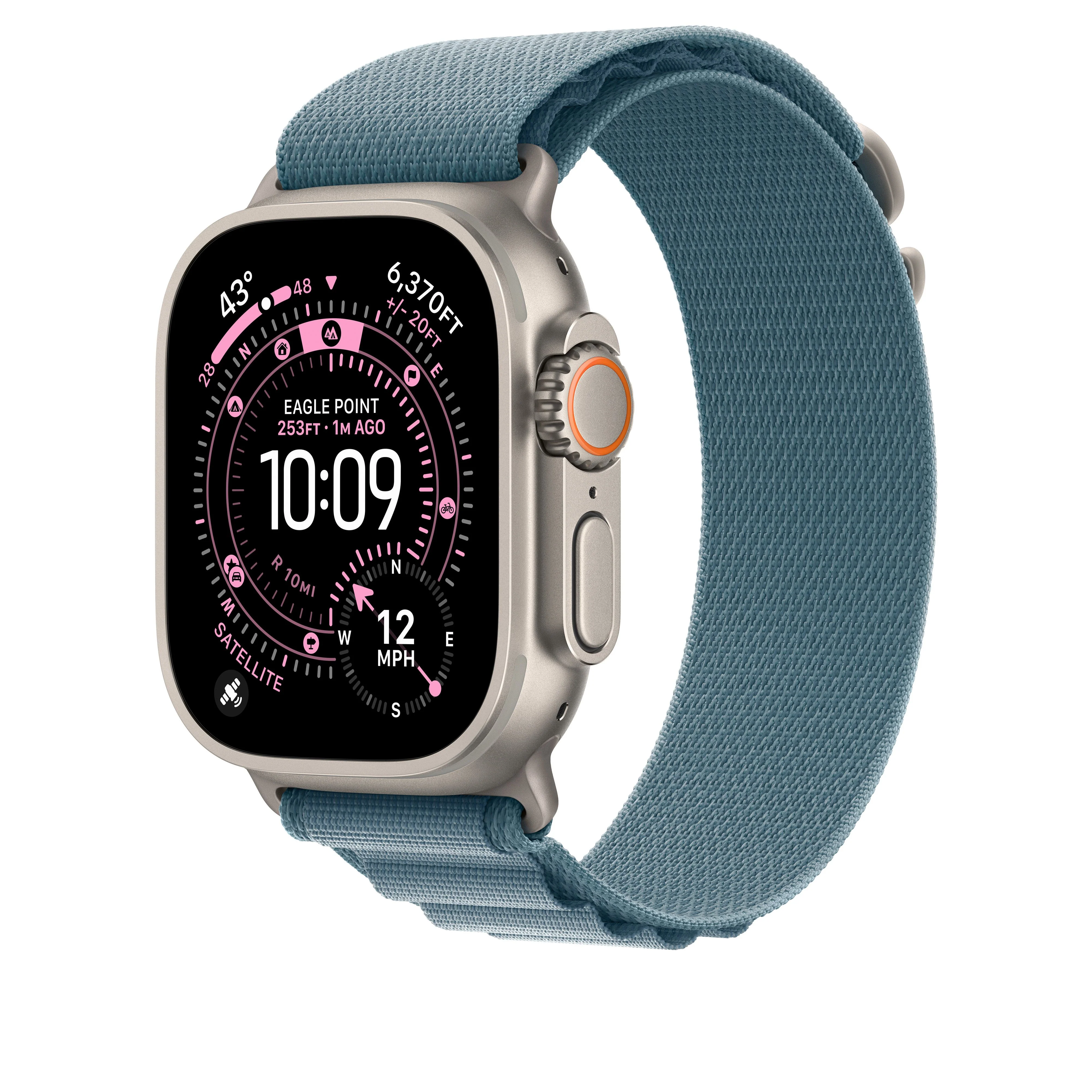 49/46 mm Light Blue Alpine Loop - Large - Natural Titanium Finish - Image 2