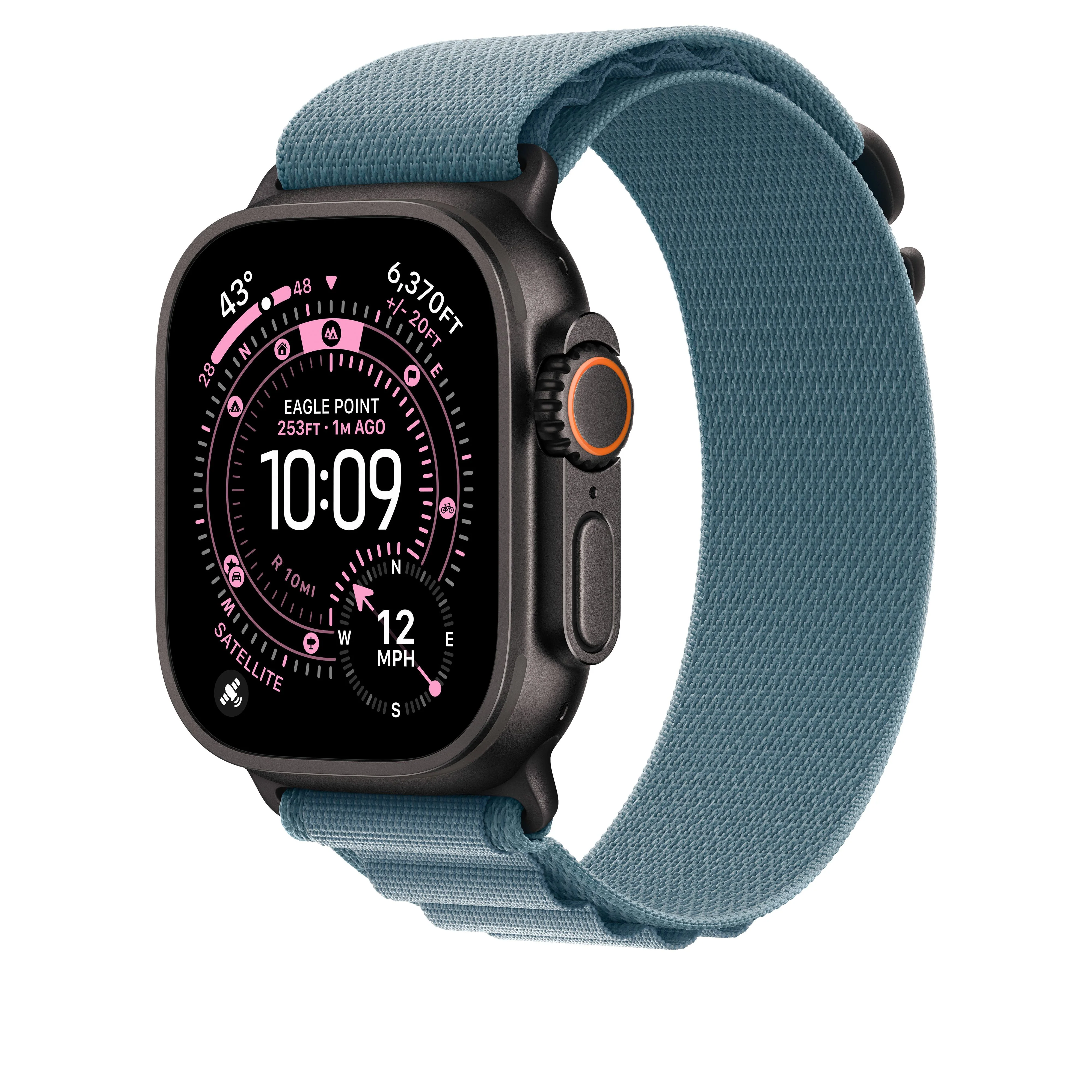 49/46 mm Light Blue Alpine Loop - Medium - Black Titanium Finish - Image 2