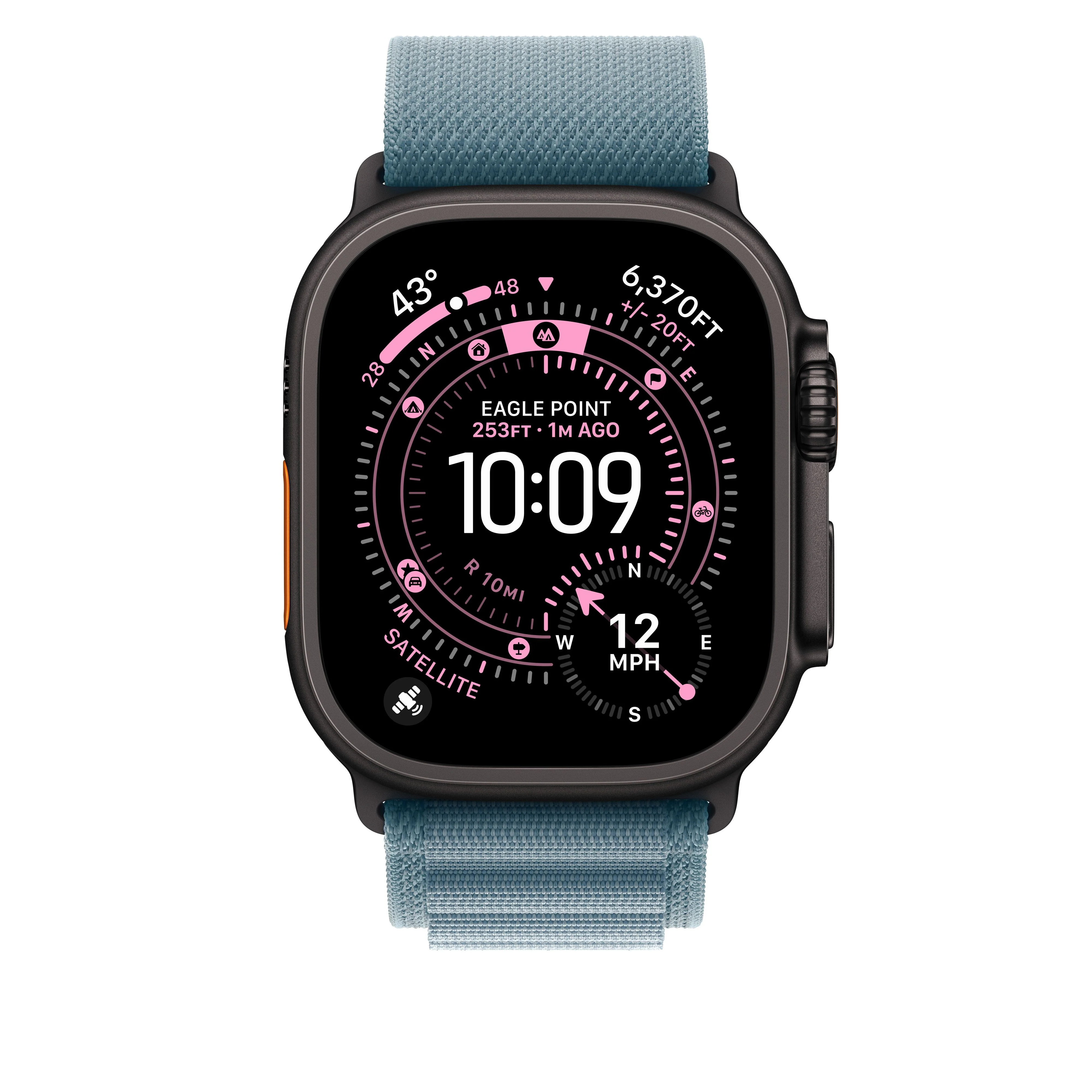 49/46 mm Light Blue Alpine Loop - Medium - Black Titanium Finish - Image 3