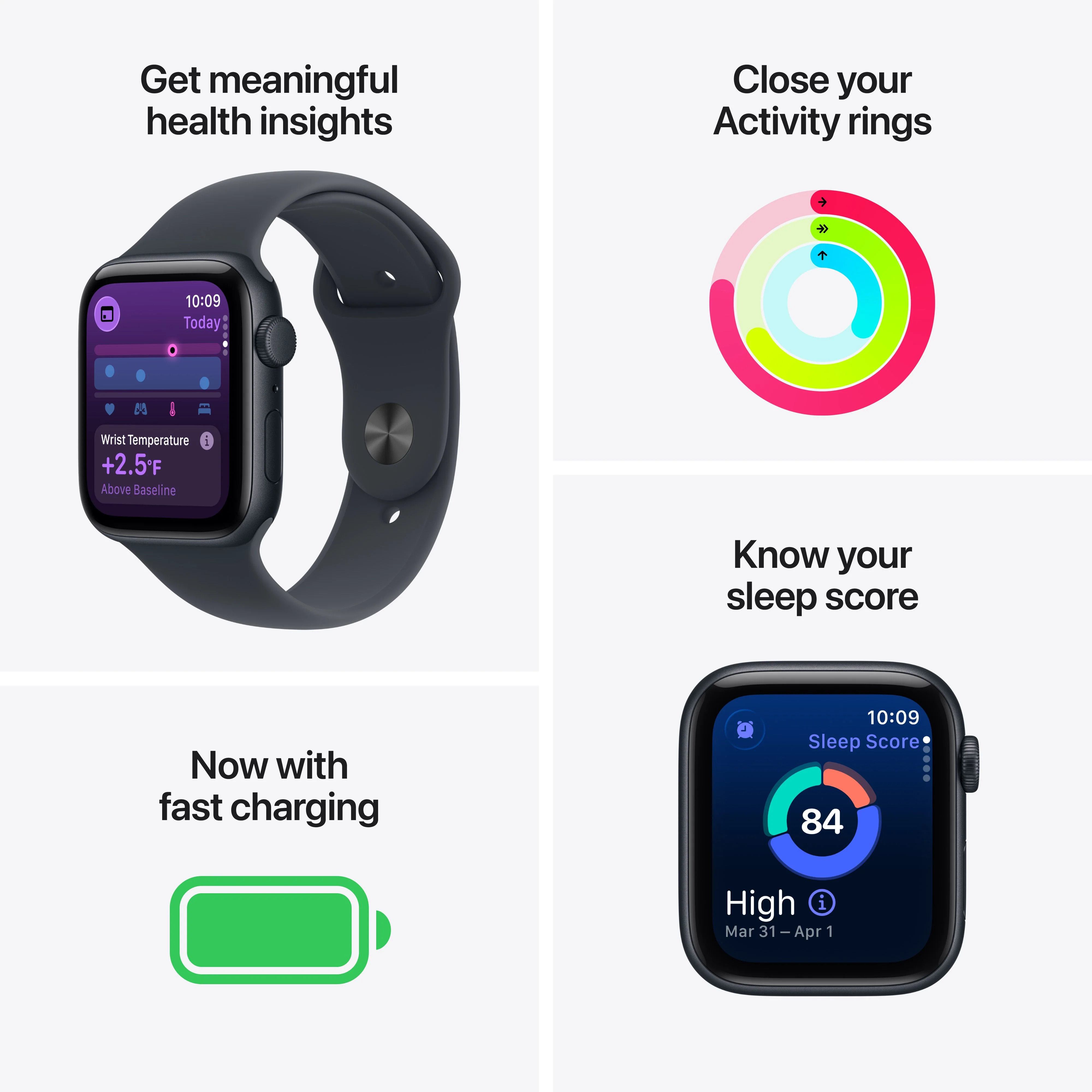 Apple Watch SE 3 GPS 40mm Midnight Aluminium Case with Midnight Sport Band - M/L - Image 3