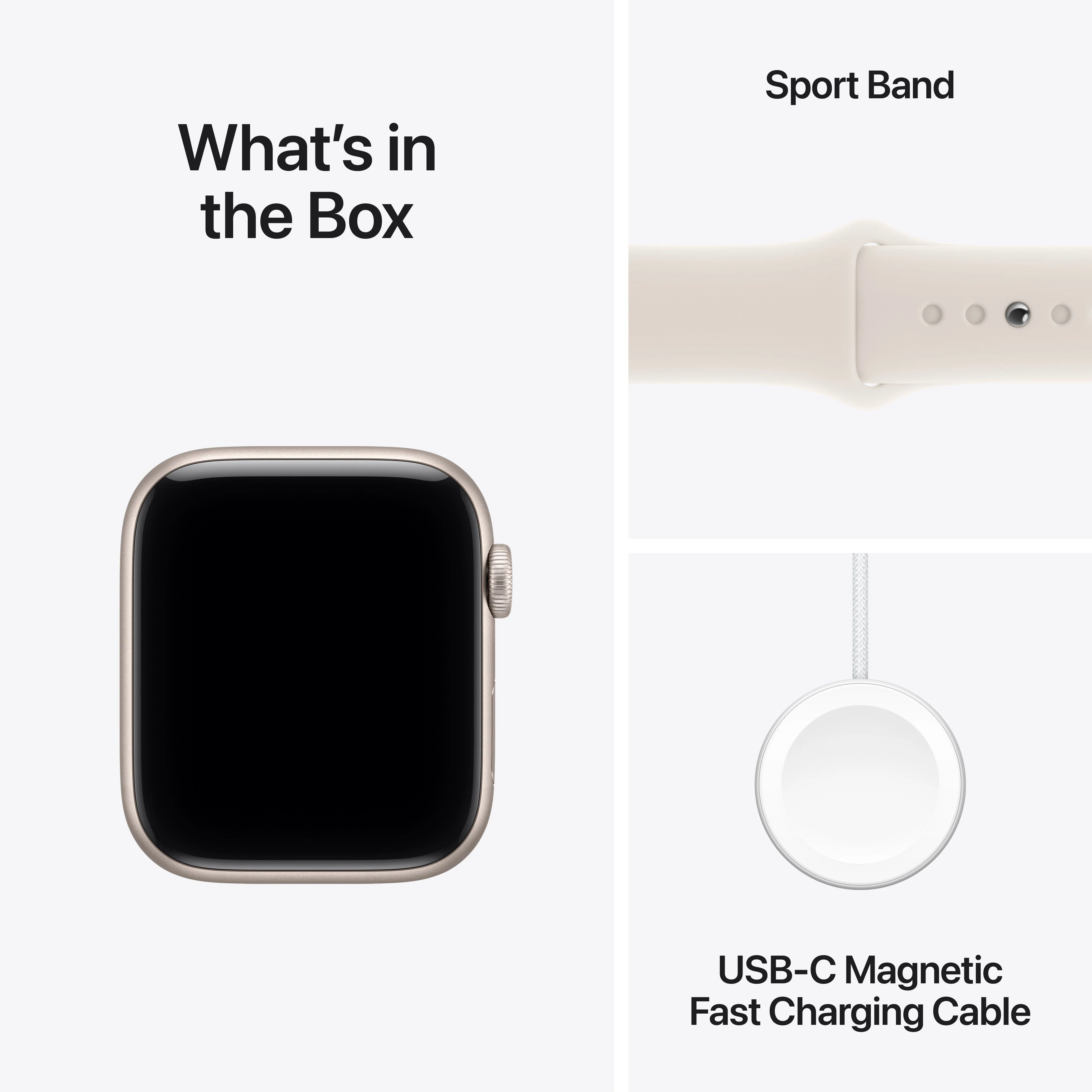 Apple Watch SE 3 GPS 44mm Starlight Aluminium Case with Starlight Sport Band - S/M - Image 8