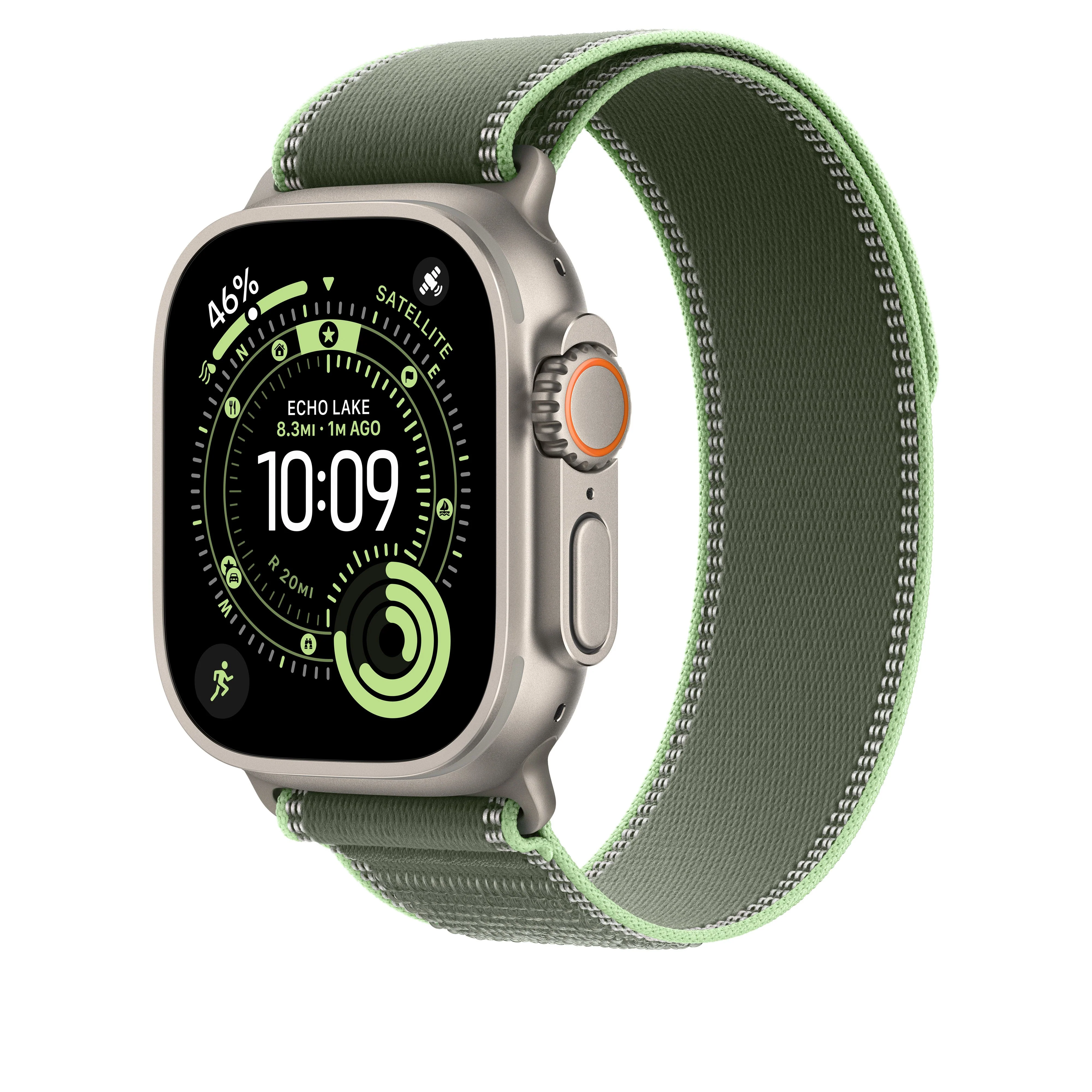 49/46 mm Green/Neon Trail Loop – M/L - Natural Titanium Finish - Image 2