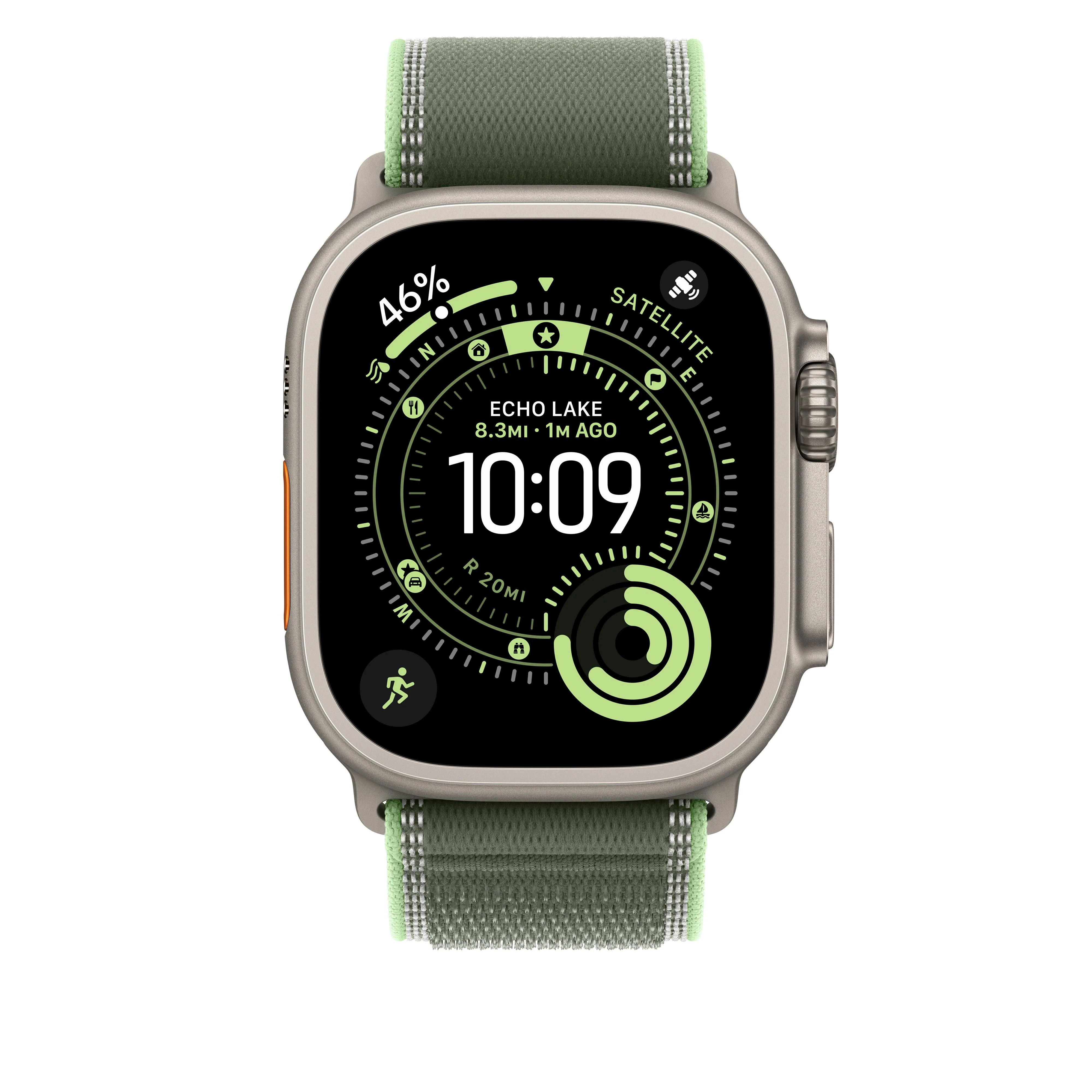 49/46 mm Green/Neon Trail Loop – M/L - Natural Titanium Finish - Image 3