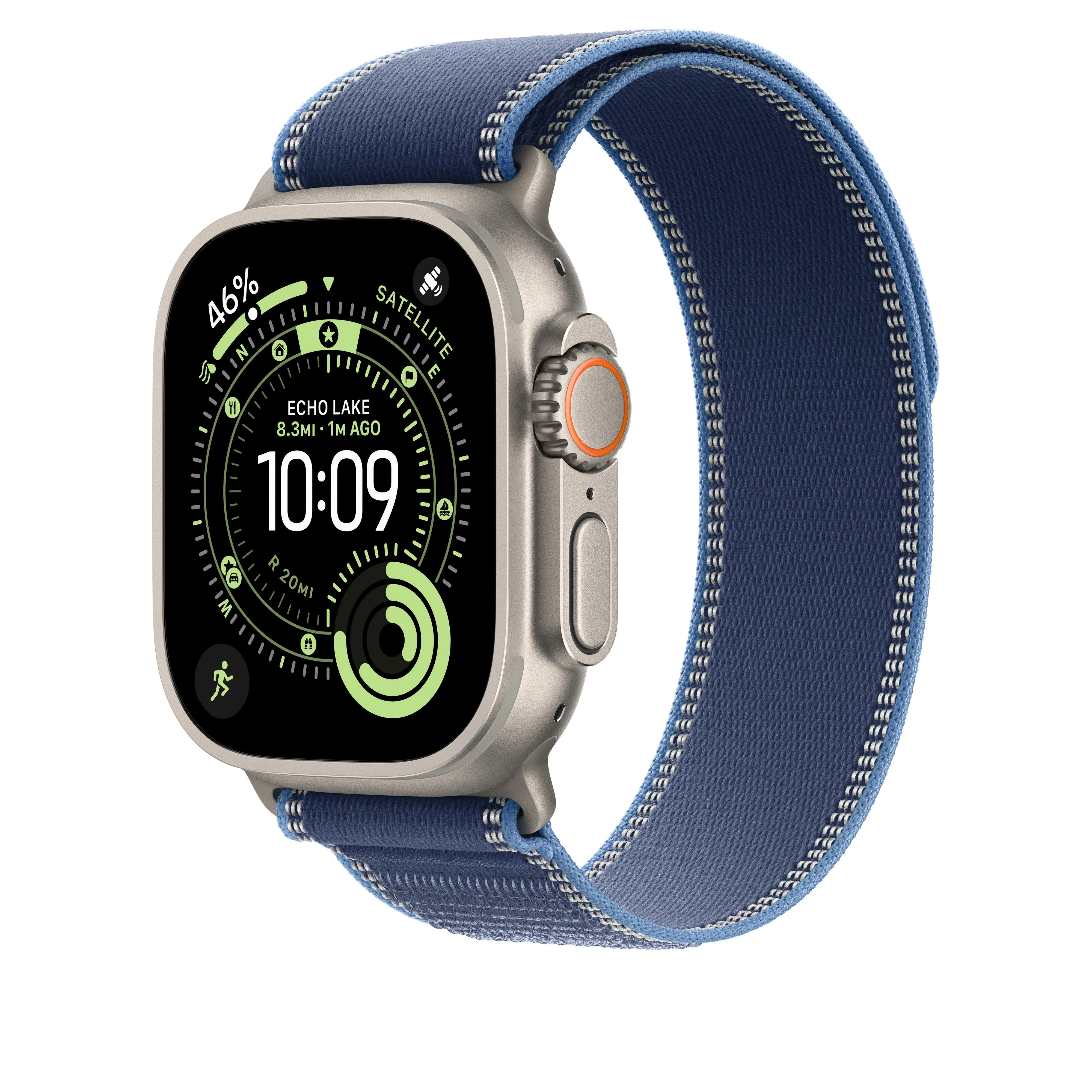 49/46 mm Blue/Bright Blue Trail Loop – M/L - Natural Titanium Finish - Image 2