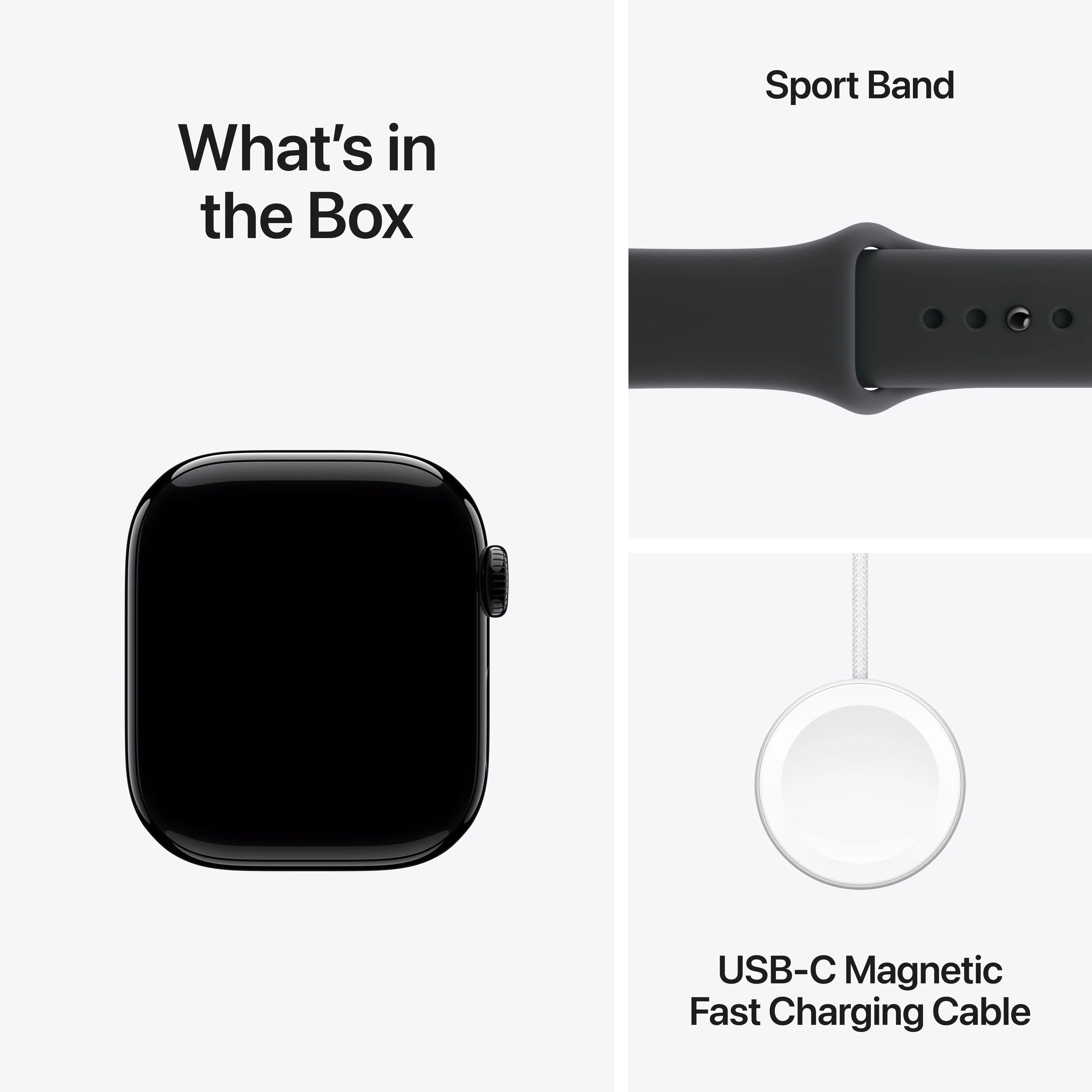 Apple Watch Series 11 GPS + Cellular 42mm Jet Black Aluminium Case with Black Sport Band - S/M - Image 8