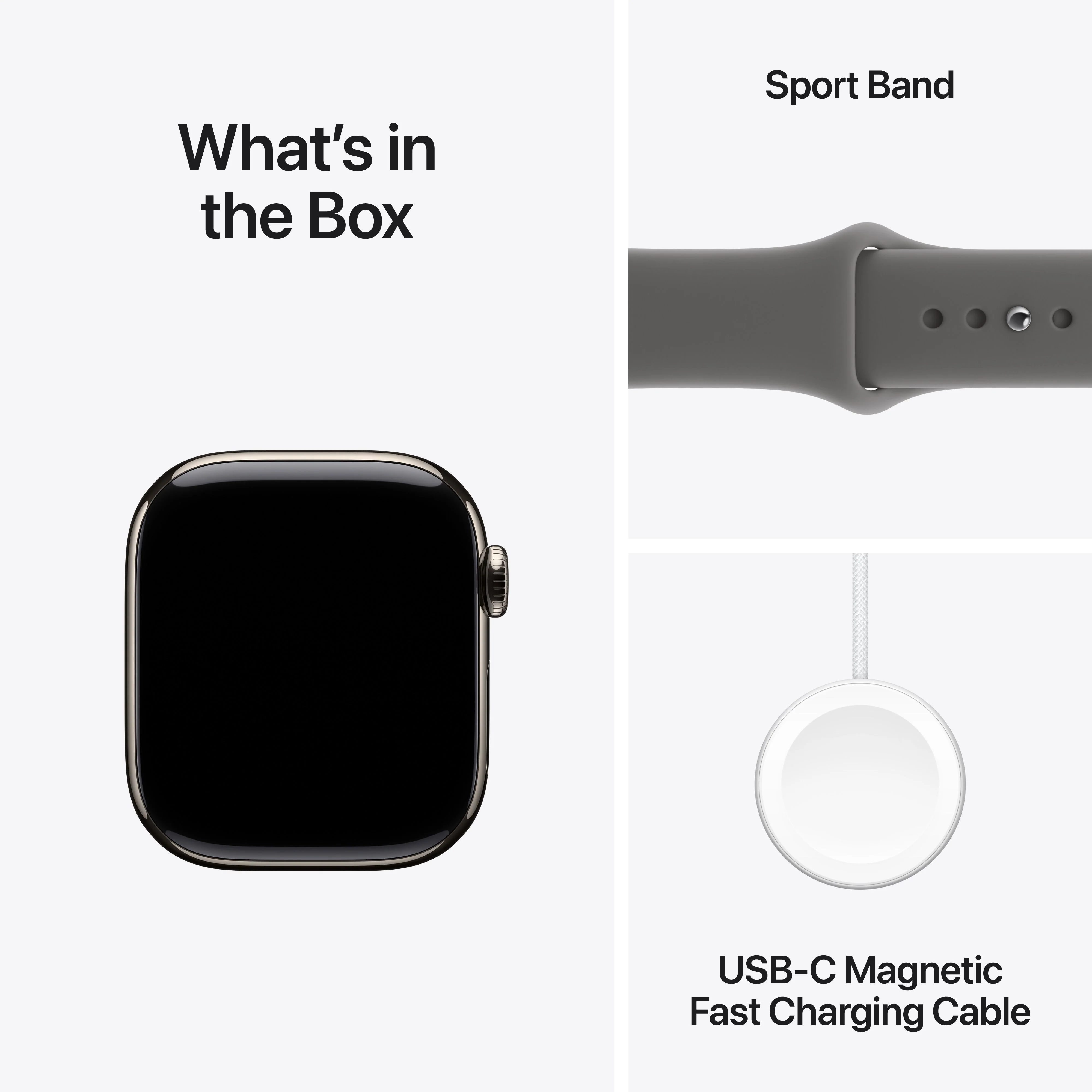 Apple Watch Series 11 GPS + Cellular 42mm Natural Titanium Case with Stone Grey Sport Band - S/M - Image 8