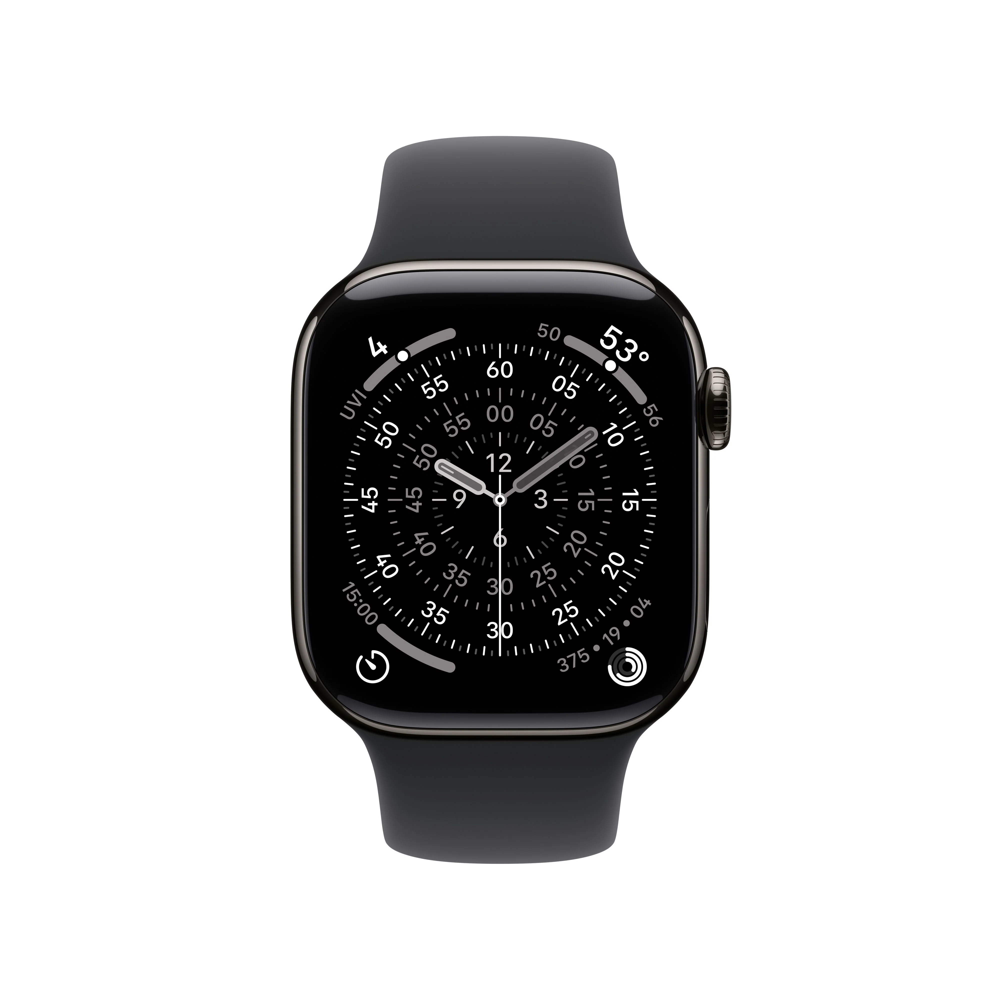 Apple Watch Series 11 GPS + Cellular 42mm Slate Titanium Case with Black Sport Band - M/L - Image 2