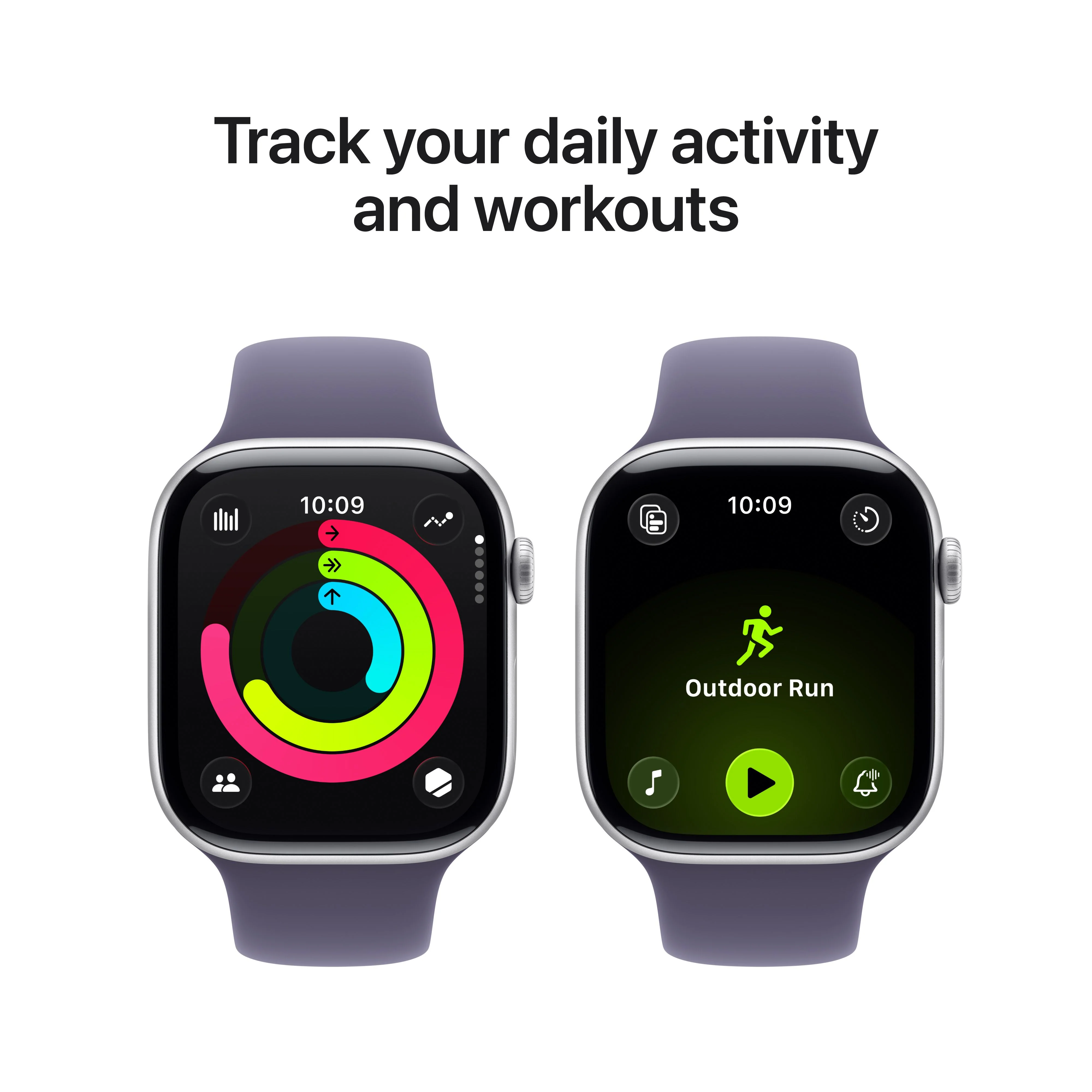 Apple Watch Series 11 GPS + Cellular 46mm Silver Aluminium Case with Purple Fog Sport Band - S/M - Image 4