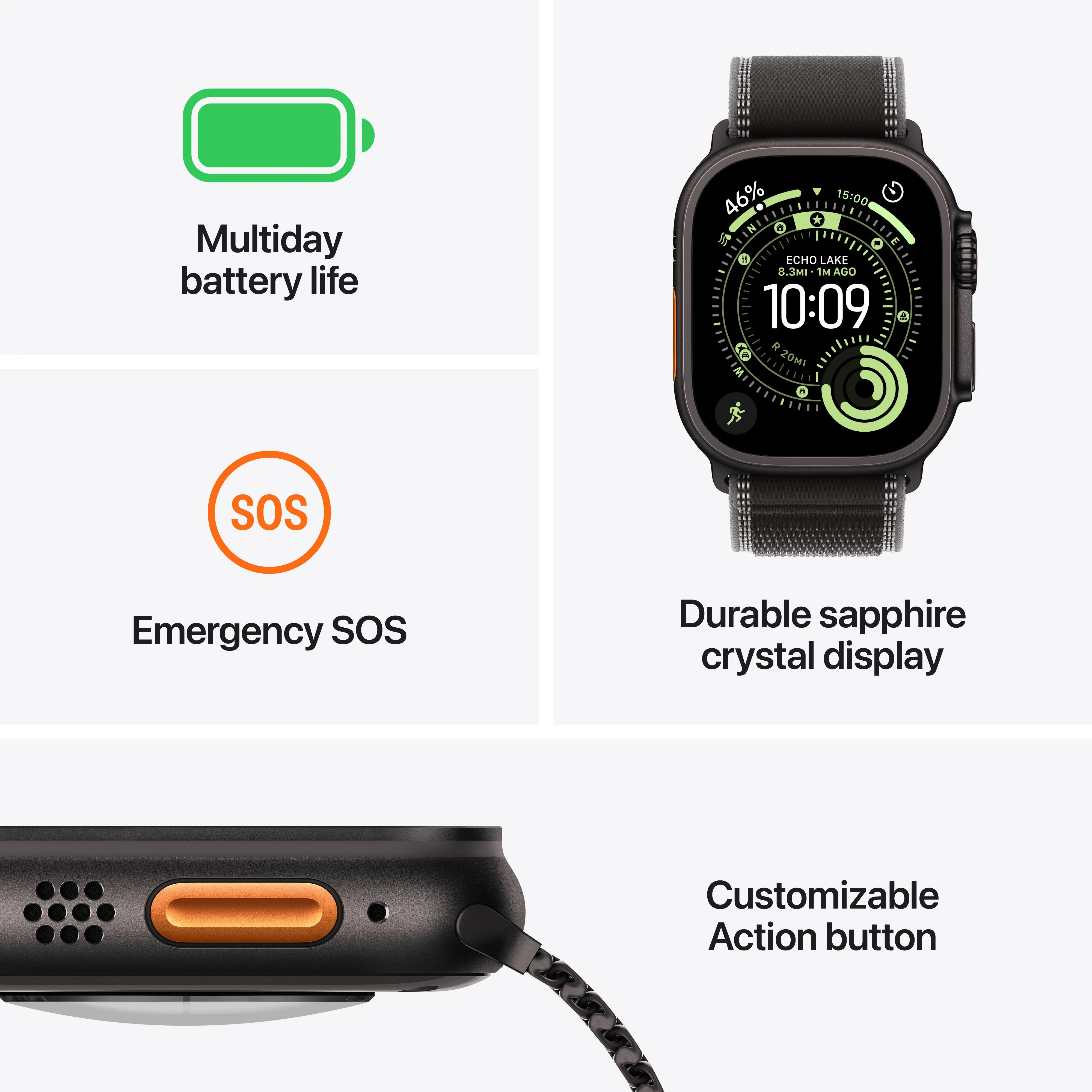 Apple Watch Ultra 3 GPS + Cellular 49mm Naturlig Titanium med Lyseblå Alpine Loop - Small - Image 3