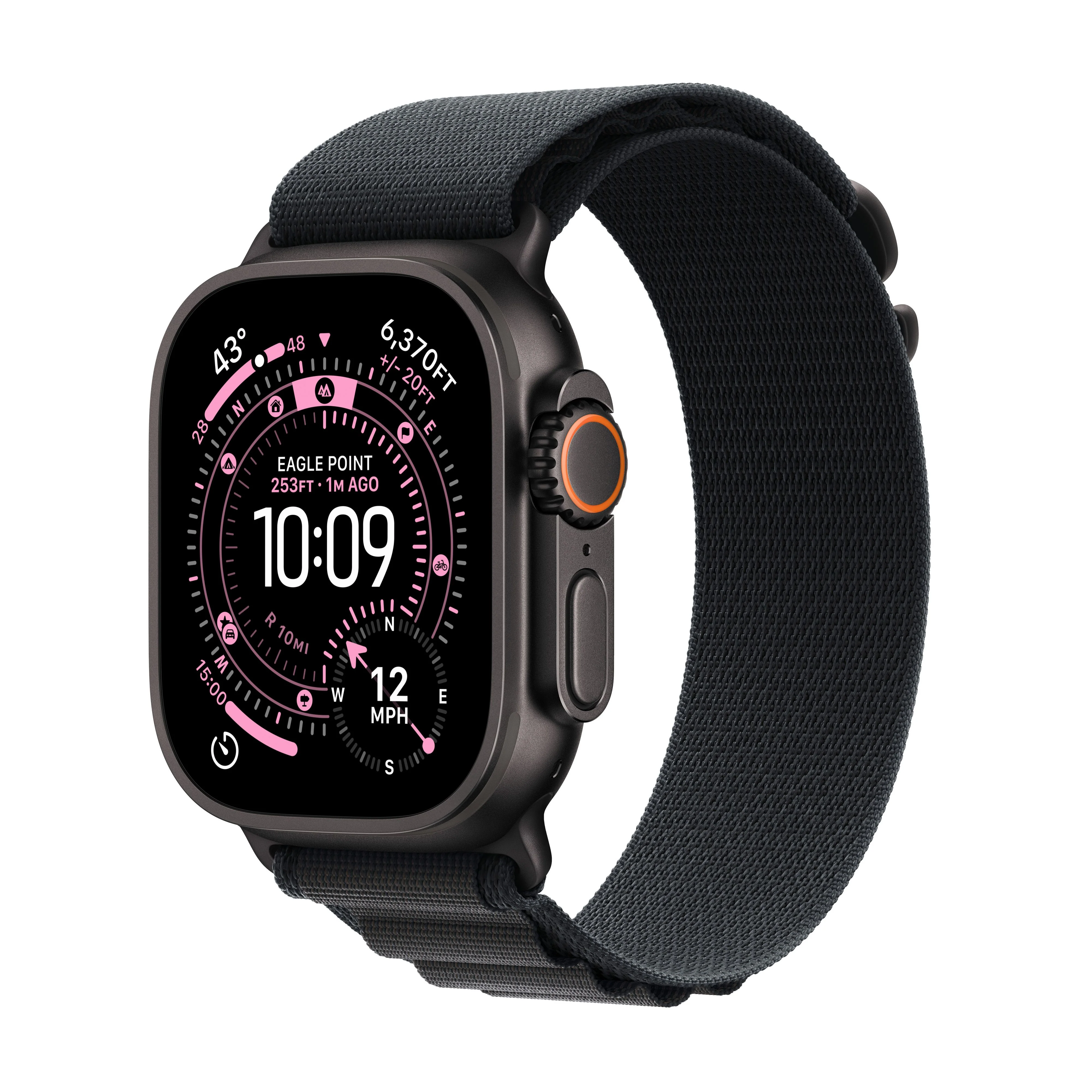 Apple Watch Ultra 3 GPS + Cellular 49mm Svart Titanium med Svart Alpine Loop - Large