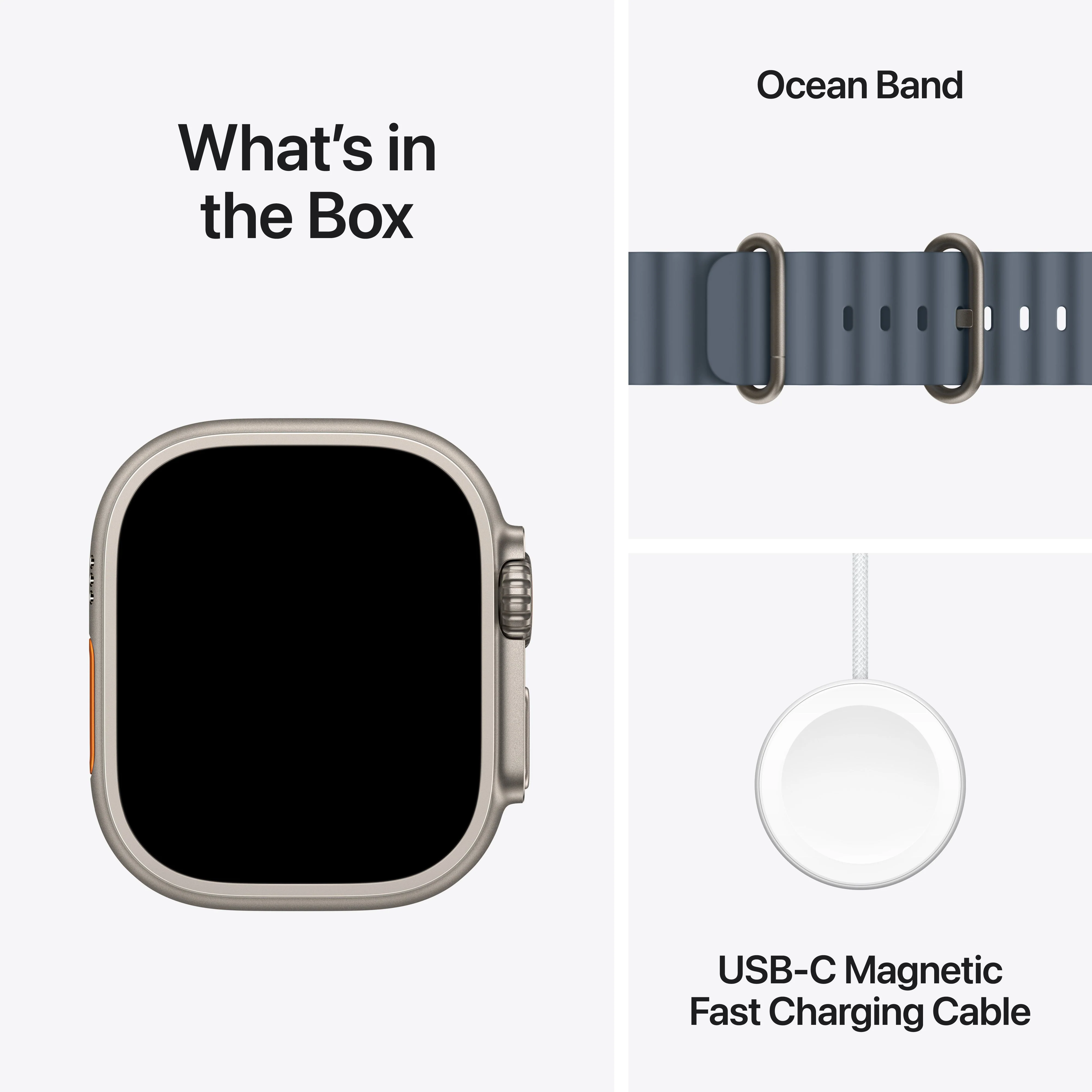 Apple Watch Ultra 3 GPS + Cellular 49mm Naturlig Titanium med Ankerblå Ocean Band - Image 7