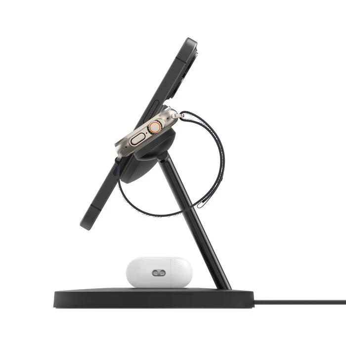 Belkin BoostCharge Pro 3-i-1 Qi2 Trådløst Ladestativ 15W - Svart - Image 2