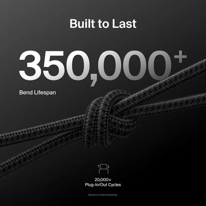 Belkin USB-C til USB-C 240W Flettet PCR Ladekabel 2m - Svart - Image 3