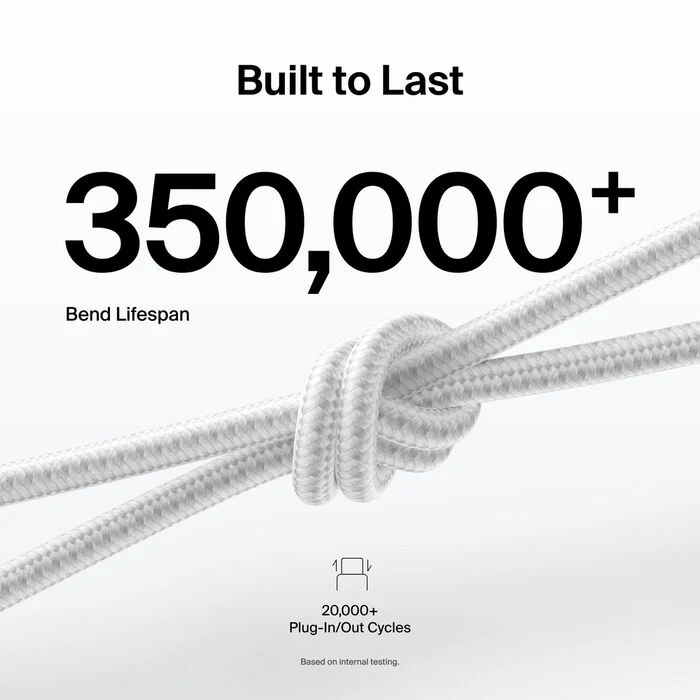 Belkin USB-C til USB-C 240W Flettet PCR Ladekabel 2m - Hvit - Image 3