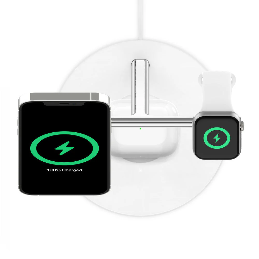 Belkin 3-i-1 MagSafe Trådløs Ladestativ - Hvit - Image 6