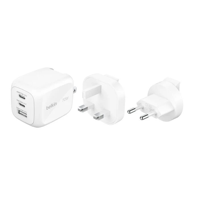 Belkin 70W 3-Ports GaN Vegglader - Hvit - Image 2