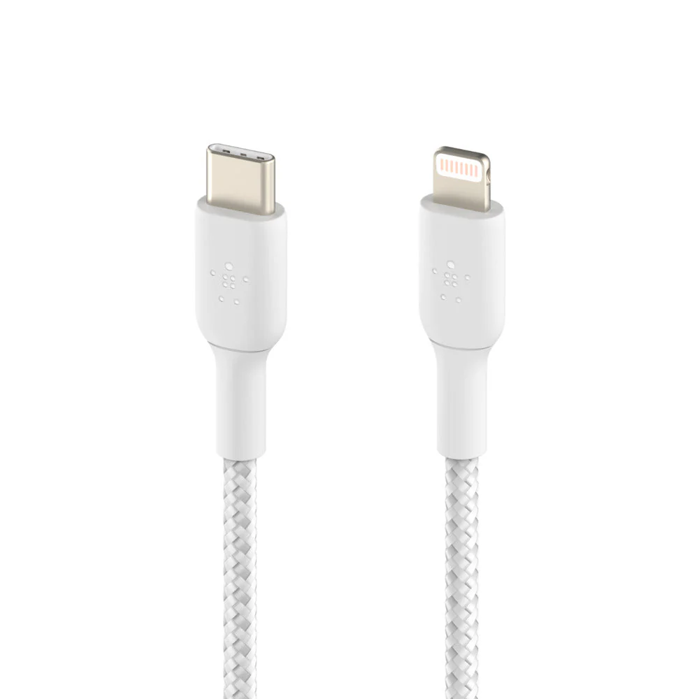 Belkin USB-C til Lightning-kabel med flettet strømpe 1 meter - Hvit - Image 2
