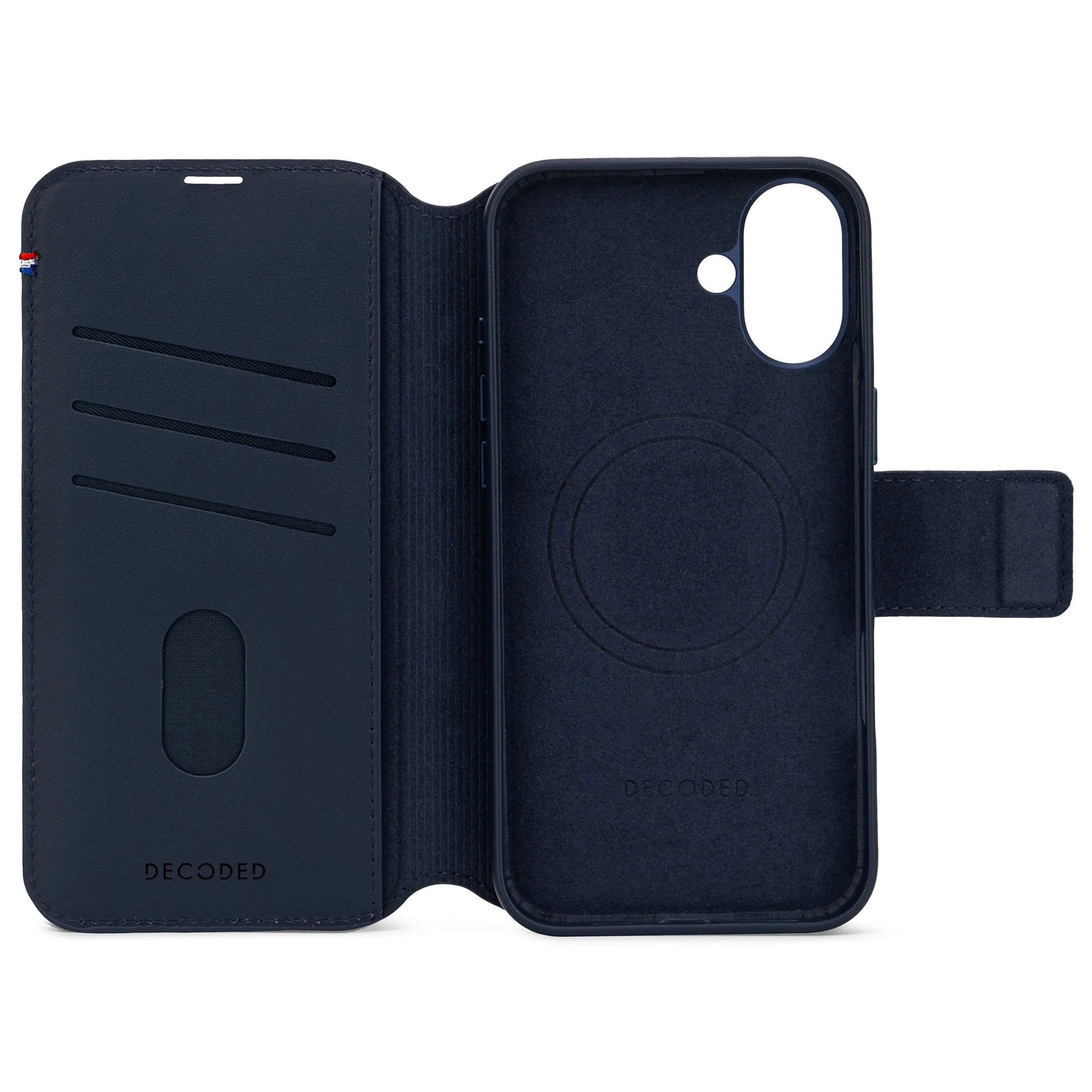 Decoded Lommebokdeksel i skinn med MagSafe til iPhone 16 Plus - Navy - Image 3