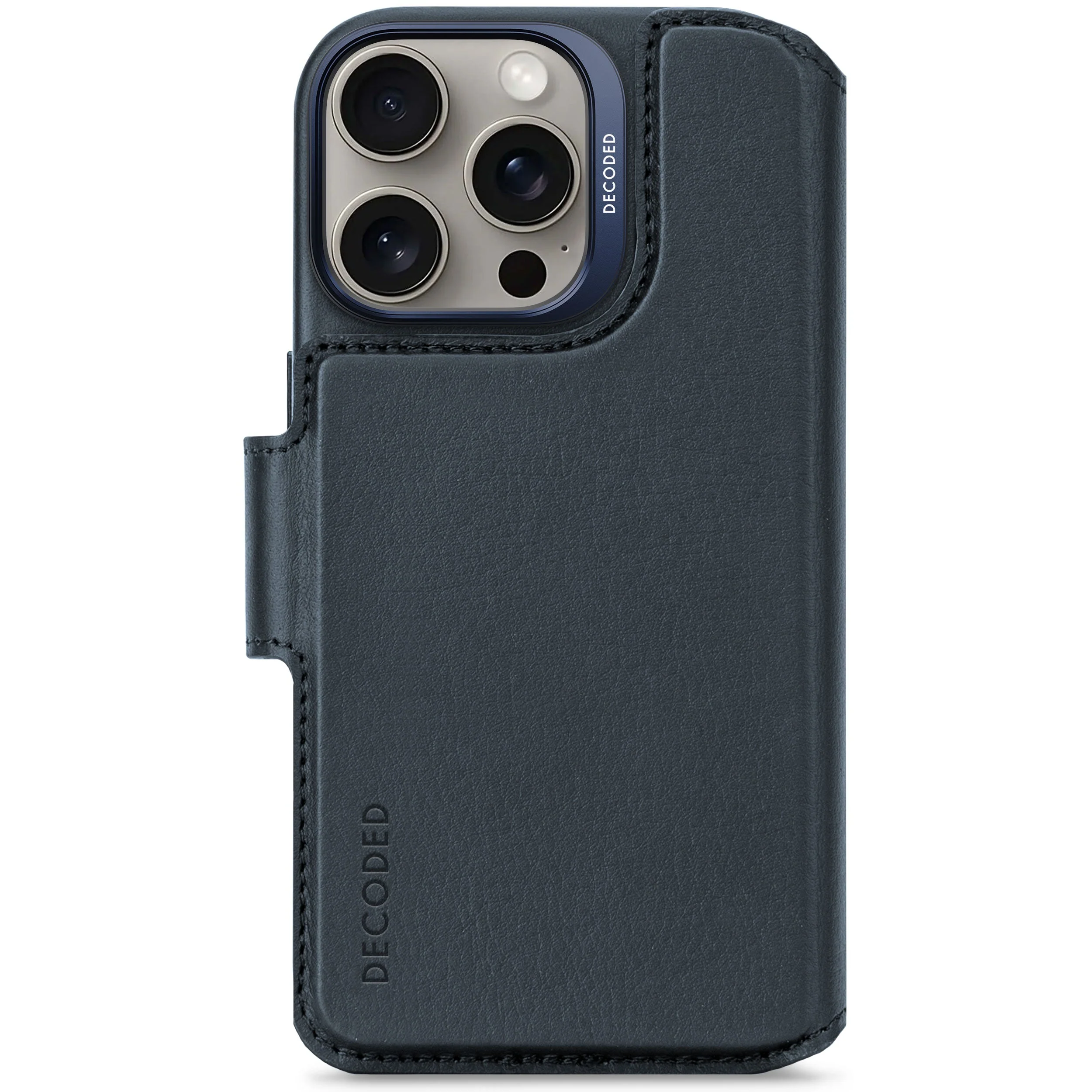 Decoded Lommebokdeksel i skinn med MagSafe til iPhone 16 Pro - Navy