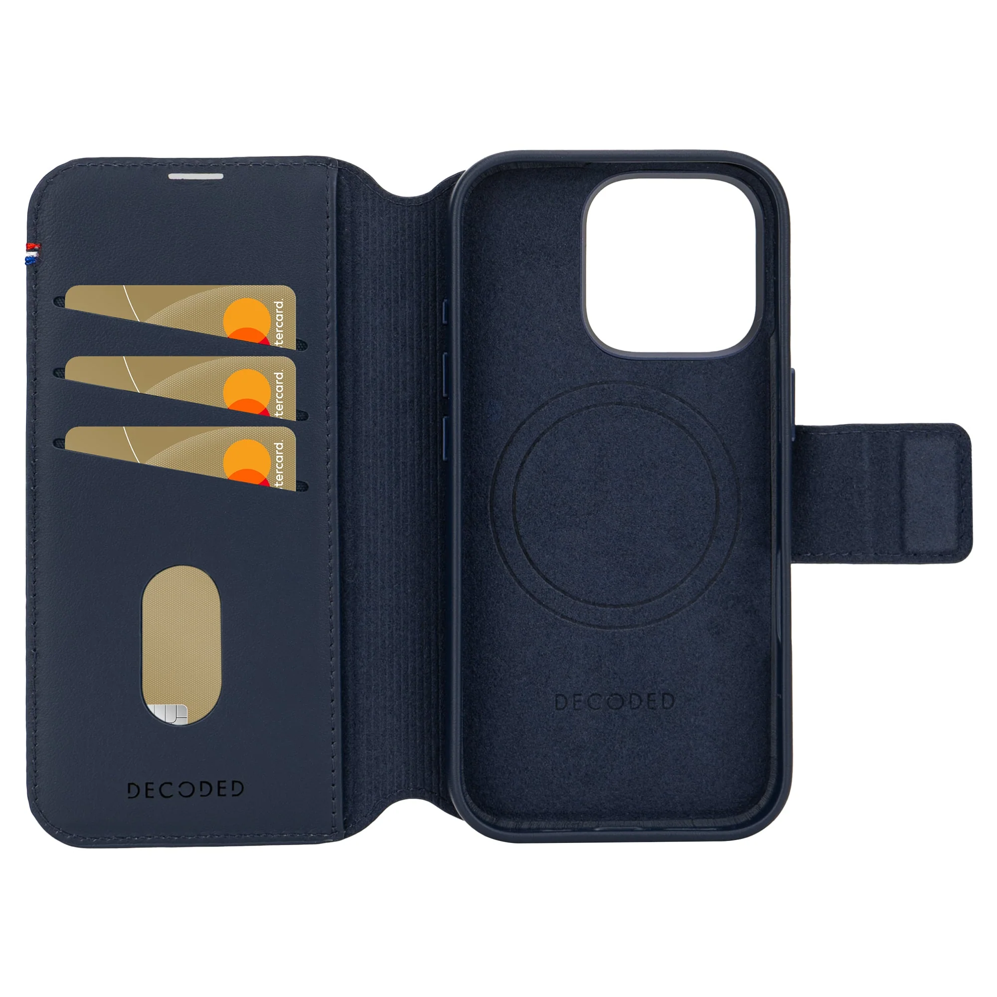 Decoded Lommebokdeksel i skinn med MagSafe til iPhone 16 Pro - Navy - Image 3