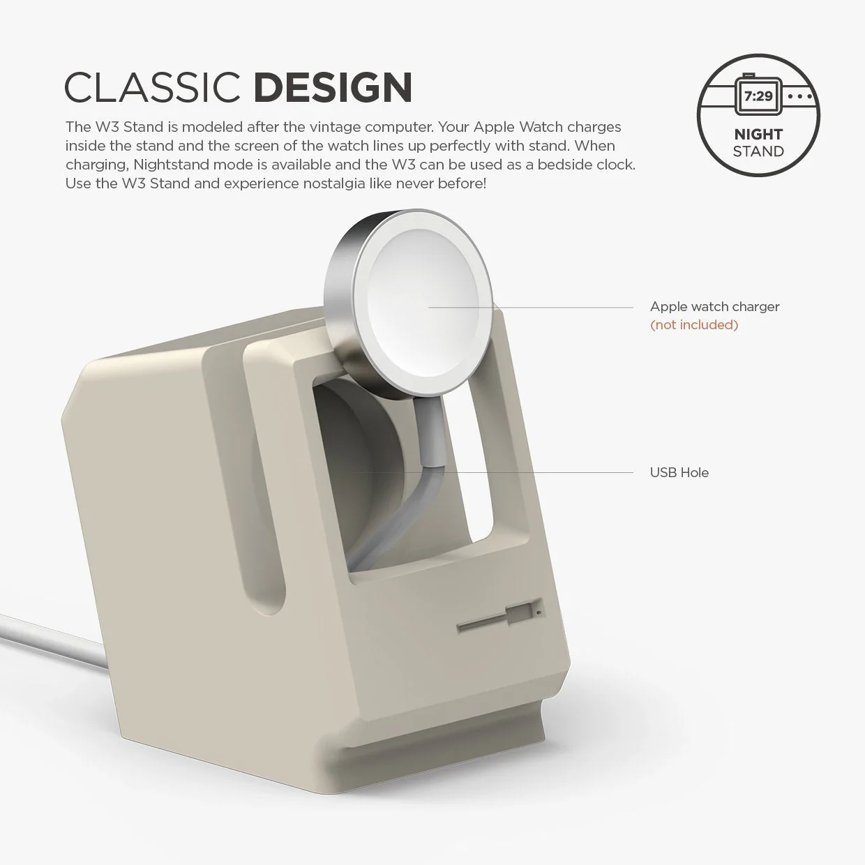 Elago W3 docking til Apple Watch - Hvit - Image 3