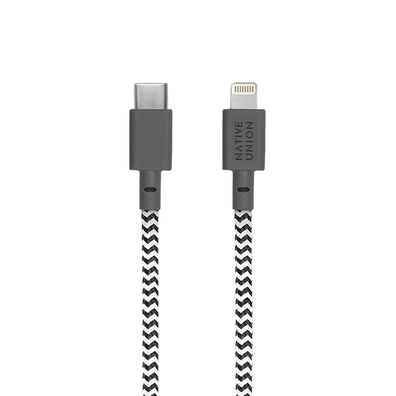 Native Union Belt 3 m USB-C til Lightning kabel - Zebrastripet - Image 3