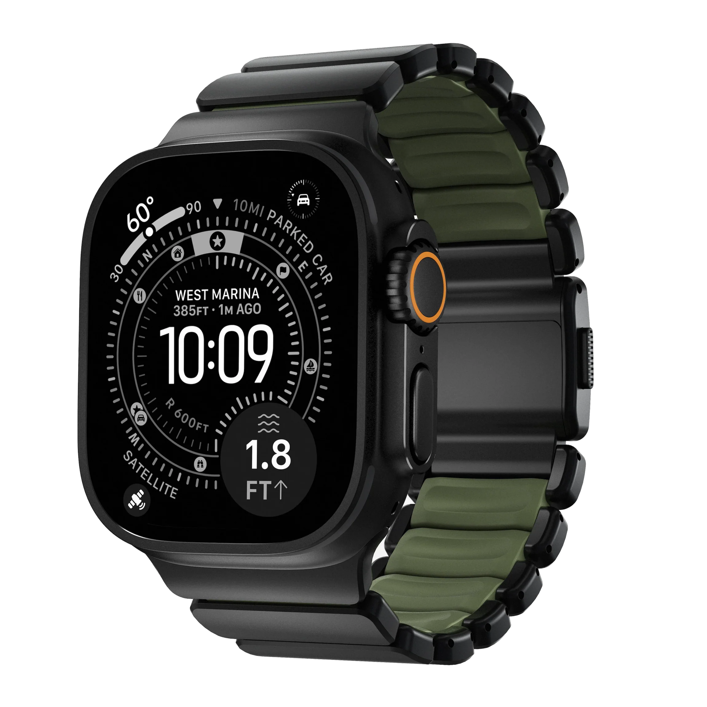 Nomad 49/46 mm Stratos Band Reim - Black Titanium/Forest