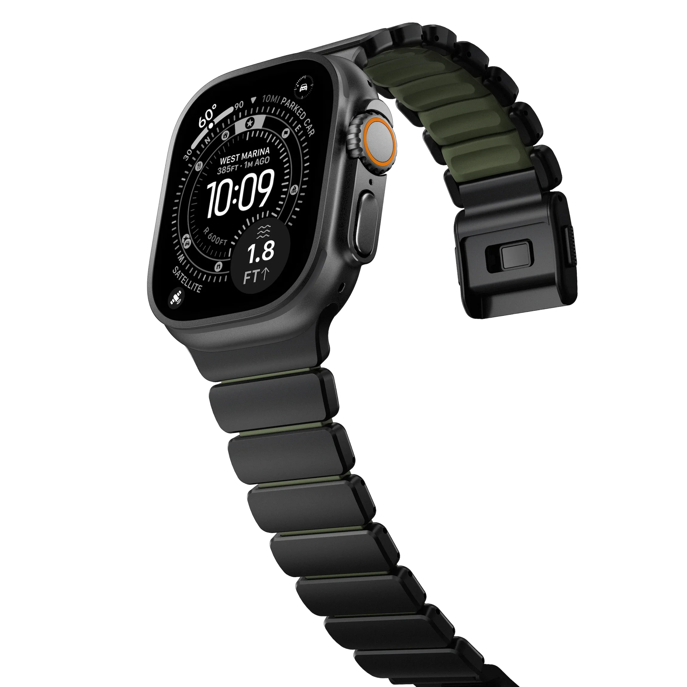 Nomad 49/46 mm Stratos Band Reim - Black Titanium/Forest - Image 3