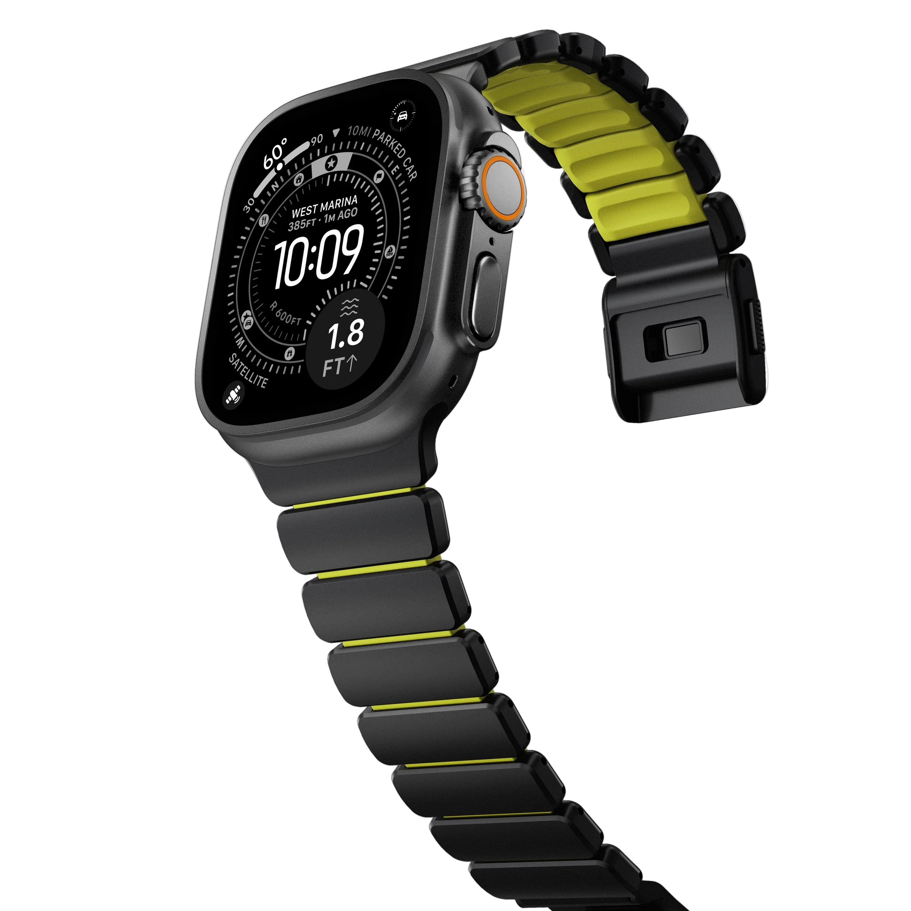 Nomad 49/46 mm Stratos Band Reim - Black Titanium/Volt - Image 3