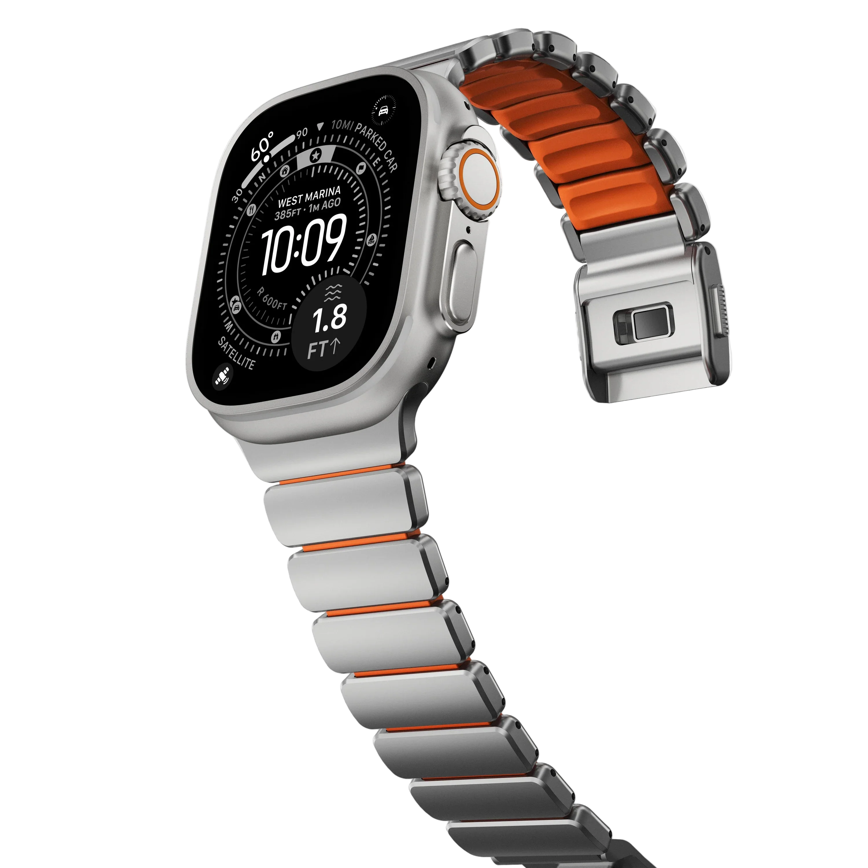 Nomad 49/46 mm Stratos Band Reim - Natural Titanium/Ultra Orange - Image 3