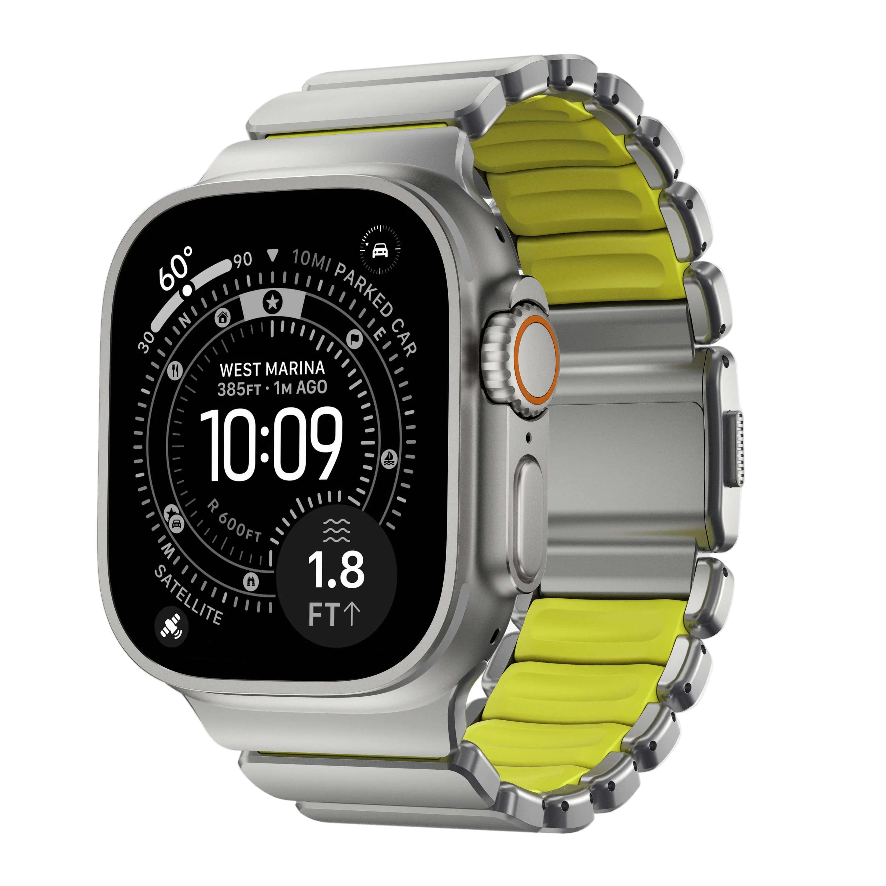 Nomad 49/46 mm Stratos Band Reim - Natural Titanium/Volt