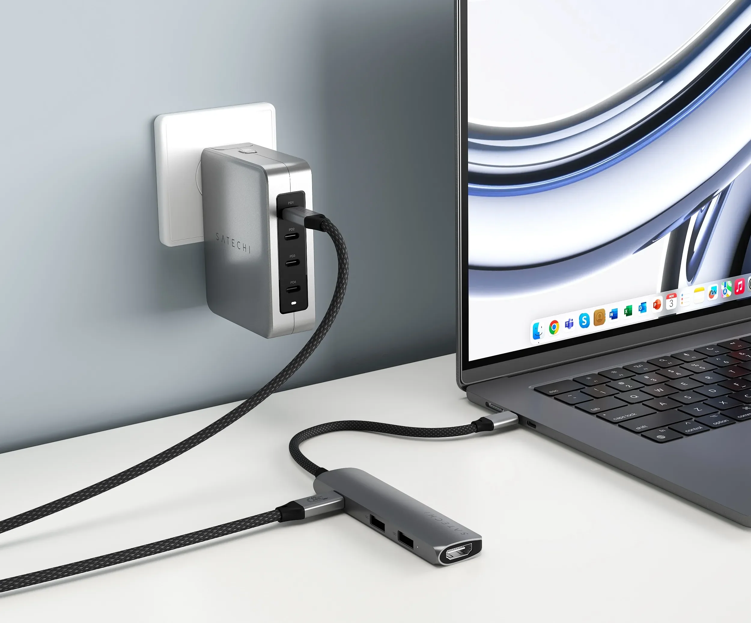 Satechi Slim 4 Multiport Adapter - Sølv - Image 5