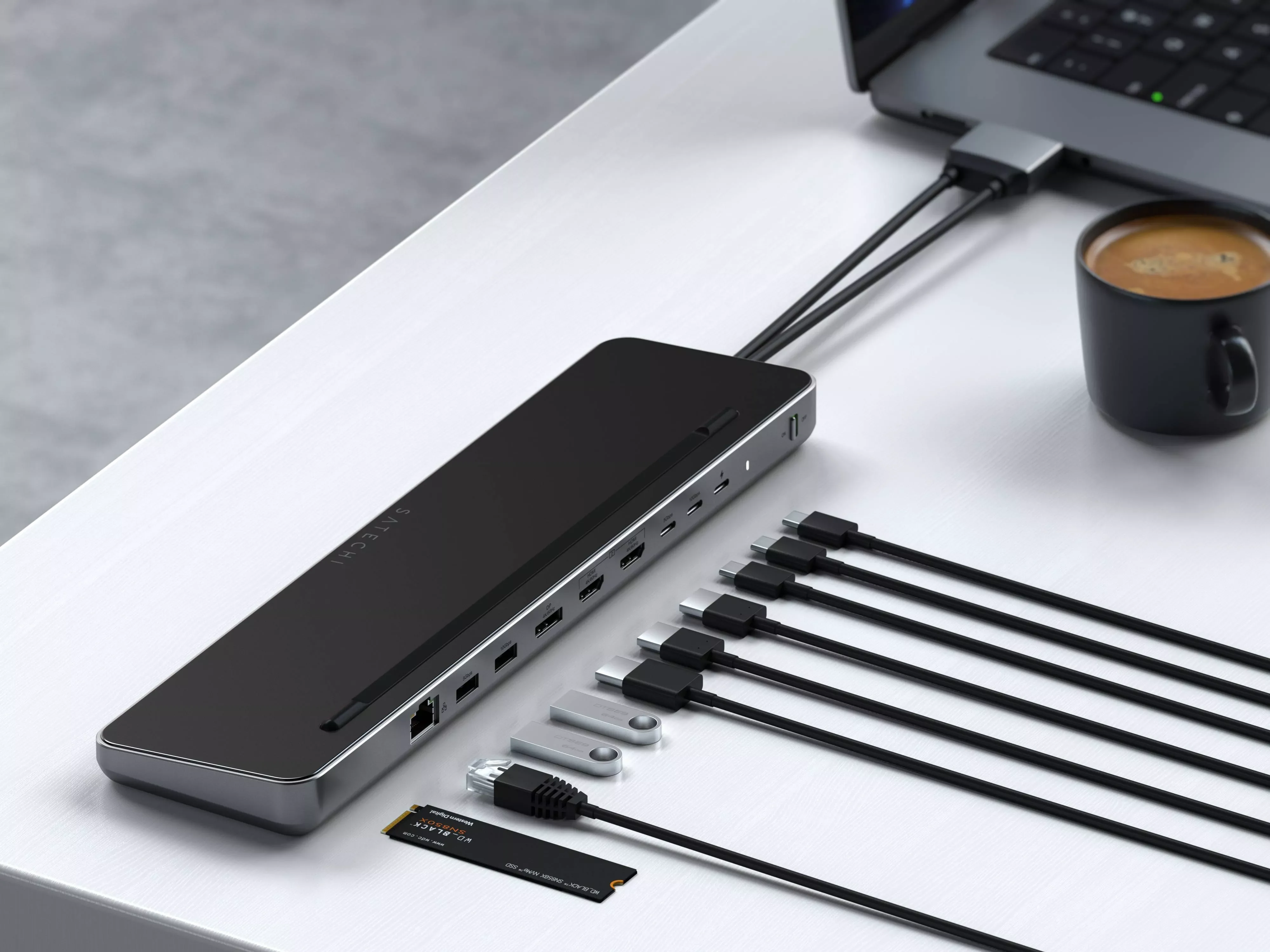 Satechi USB-C Dual Dockingstasjon med NVMe SSD-kabinett - Image 4