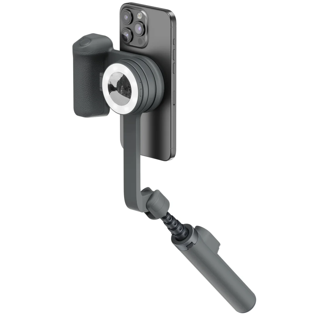 ShiftCam SnapTravel Kit Essential iPhone Selfiestang med kamerautløser og ringlys - Midnatt